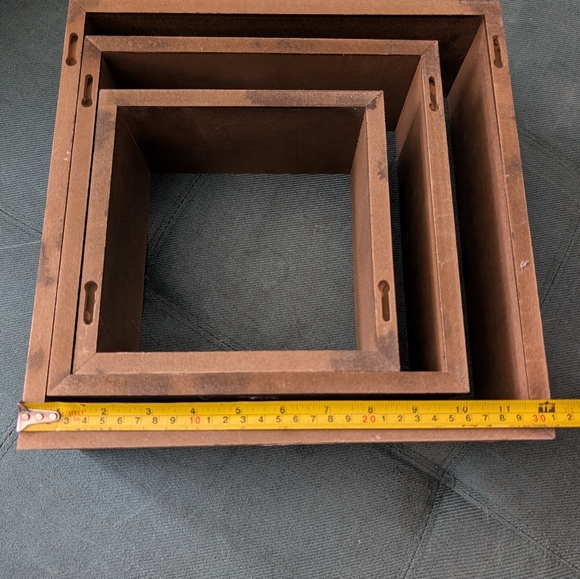 Set of 3 Grey Taupe Brown Square Nesting Boxes Shelves 12" - Picture 9 of 10